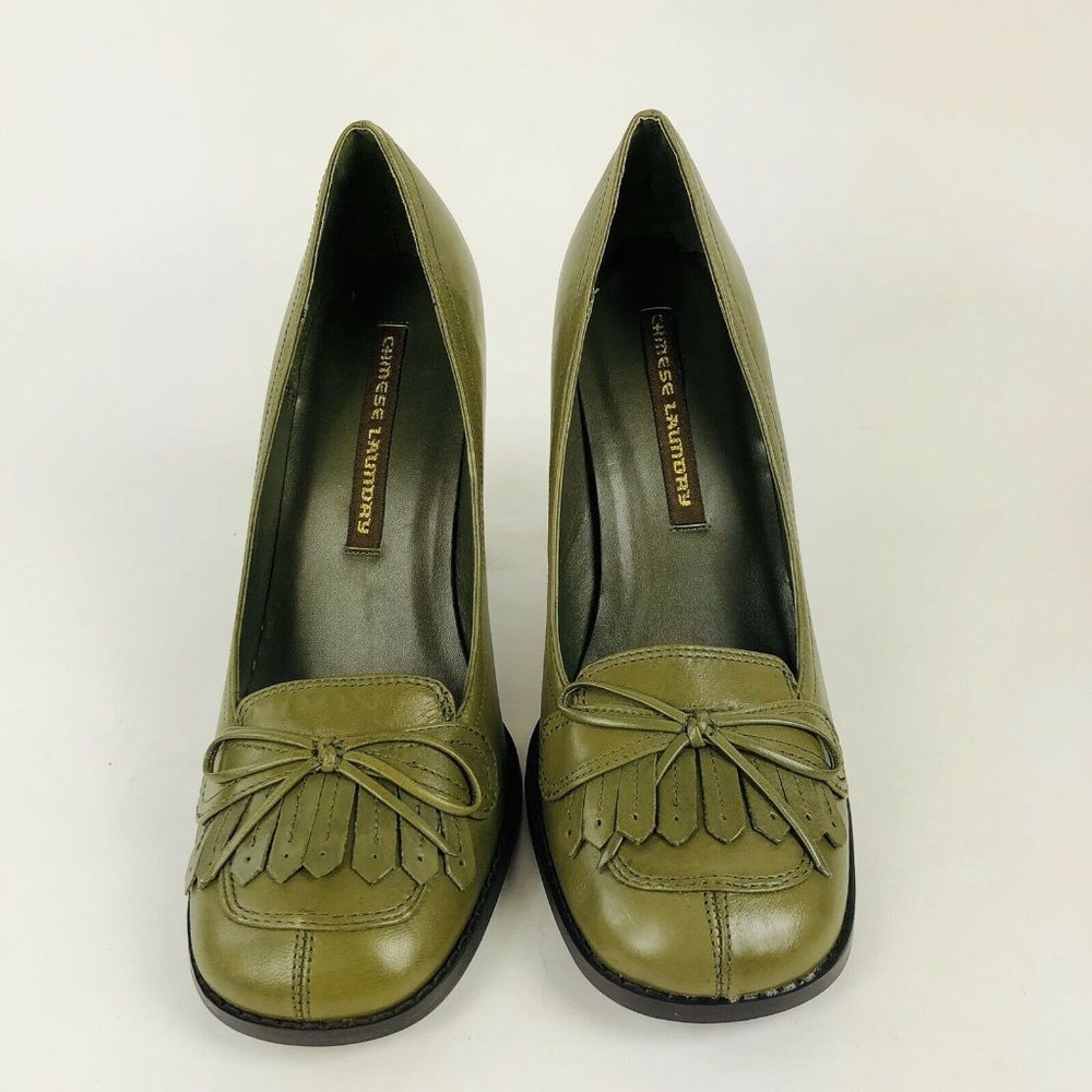 Chinese Laundry Courtney Army Green Bow Leather